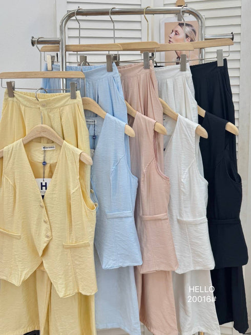 Asymmetrical Button Down Vest With Skirts Sets